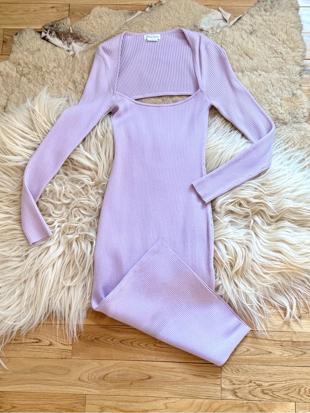 Lovers + Friends Pastel Lavender Ribbed Cutout Dress